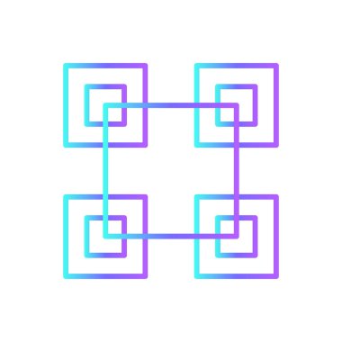 BLOCKCHAIN Fintech startup icons with blue gradient outline style