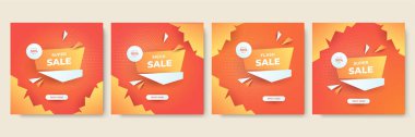 Editable minimal square banner template. Orange background color with stripe line shape. Suitable for social media post and web internet ads. Vector illustration with photo college