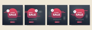 Editable minimal square banner template. Black and red background color with stripe line shape. Suitable for social media post and web internet ads. Vector illustration with photo college