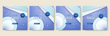 Editable minimal square banner template. Light blue and purple background color with stripe line shape. Suitable for social media post and web internet ads. Vector illustration with photo college