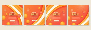 Editable minimal square banner template. Orange background color with stripe line shape. Suitable for social media post and web internet ads. Vector illustration with photo college