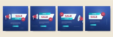 Editable minimal square banner template. Blue background color with stripe line shape. Suitable for social media post and web internet ads. Vector illustration with photo college