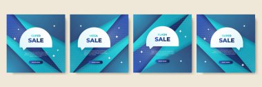 Editable minimal square banner template. Blue background color with stripe line shape. Suitable for social media post and web internet ads. Vector illustration with photo college