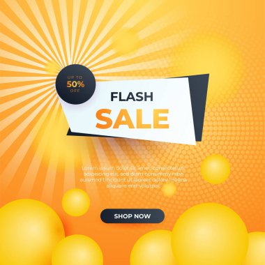 Editable minimal square banner template. Black and yellow background color with stripe line shape. Suitable for social media post and web internet ads. Vector illustration with photo college