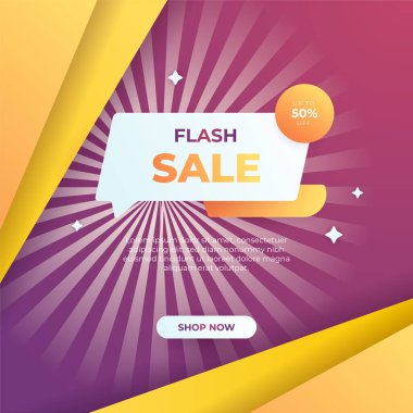 Editable minimal square banner template. Purple and orange background color with stripe line shape. Suitable for social media post and web internet ads. Vector illustration with photo college