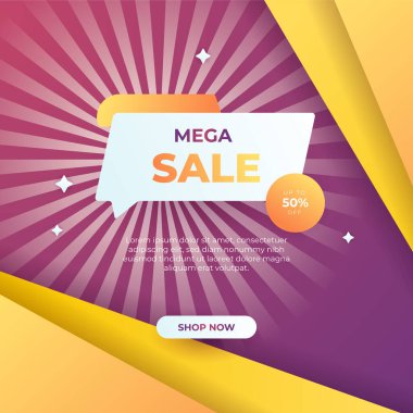 Editable minimal square banner template. Purple and orange background color with stripe line shape. Suitable for social media post and web internet ads. Vector illustration with photo college