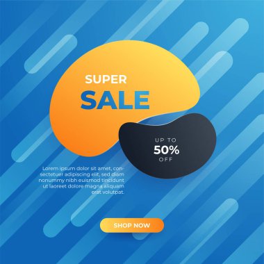 Editable minimal square banner template. Blue and Orange background color with stripe line shape. Suitable for social media post and web internet ads. Vector illustration with photo college