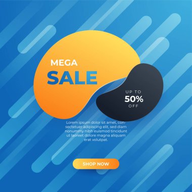 Editable minimal square banner template. Blue and Orange background color with stripe line shape. Suitable for social media post and web internet ads. Vector illustration with photo college