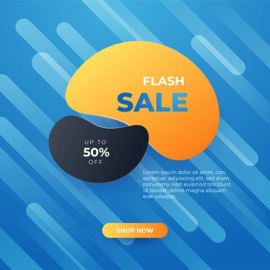 Editable minimal square banner template. Blue and Orange background color with stripe line shape. Suitable for social media post and web internet ads. Vector illustration with photo college