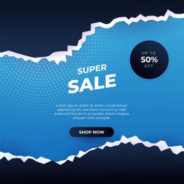 Editable minimal square banner template. Black and blue background color with stripe line shape. Suitable for social media post and web internet ads. Vector illustration with photo college