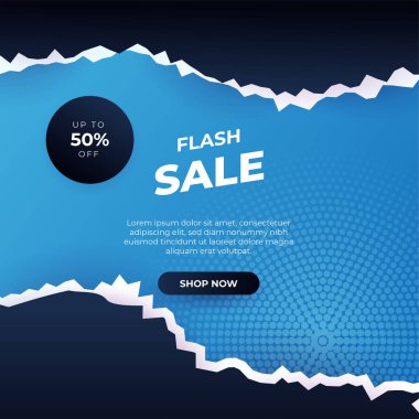 Editable minimal square banner template. Black and blue background color with stripe line shape. Suitable for social media post and web internet ads. Vector illustration with photo college