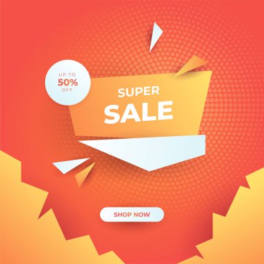 Editable minimal square banner template. Orange background color with stripe line shape. Suitable for social media post and web internet ads. Vector illustration with photo college