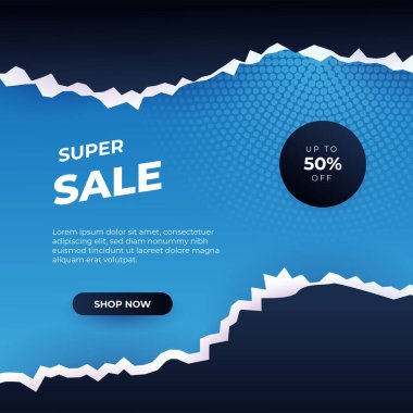 Editable minimal square banner template. Black and blue background color with stripe line shape. Suitable for social media post and web internet ads. Vector illustration with photo college