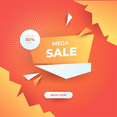 Editable minimal square banner template. Orange background color with stripe line shape. Suitable for social media post and web internet ads. Vector illustration with photo college