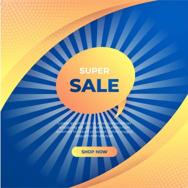 Editable minimal square banner template. Blue and yellow background color with stripe line shape. Suitable for social media post and web internet ads. Vector illustration with photo college