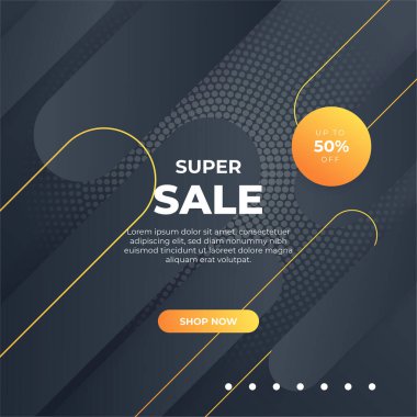 Editable minimal square banner template. Black and yellow background color with stripe line shape. Suitable for social media post and web internet ads. Vector illustration with photo college