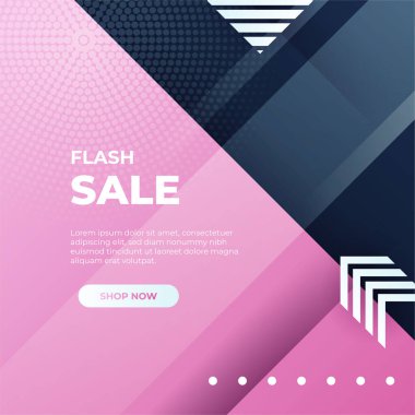 Editable minimal square banner template. Black and pink background color with stripe line shape. Suitable for social media post and web internet ads. Vector illustration with photo college