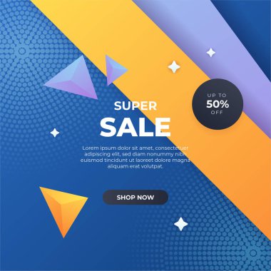 Editable minimal square banner template. Blue and orange background color with stripe line shape. Suitable for social media post and web internet ads. Vector illustration with photo college