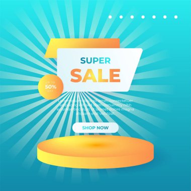 Editable minimal square banner template. Blue yellow background color with stripe line shape. Suitable for social media post and web internet ads. Vector illustration with photo college