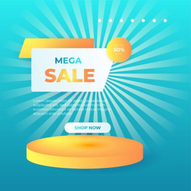 Editable minimal square banner template. Blue yellow background color with stripe line shape. Suitable for social media post and web internet ads. Vector illustration with photo college