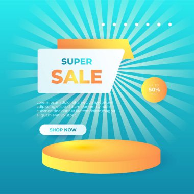 Editable minimal square banner template. Blue yellow background color with stripe line shape. Suitable for social media post and web internet ads. Vector illustration with photo college