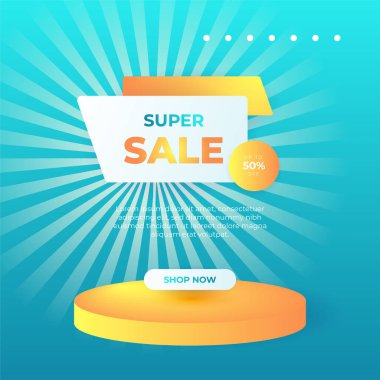 Editable minimal square banner template. Blue yellow background color with stripe line shape. Suitable for social media post and web internet ads. Vector illustration with photo college