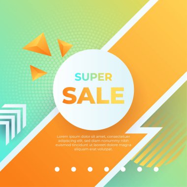 Editable minimal square banner template. Green and orange background color with stripe line shape. Suitable for social media post and web internet ads. Vector illustration with photo college