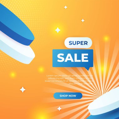 Editable minimal square banner template. Blue and orange background color with stripe line shape. Suitable for social media post and web internet ads. Vector illustration with photo college