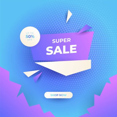 Vector Illustration Promotion Big Super Sale Banner. Discount Design For Newsletter, Poster, Social Media Template, Ads, Black Friday, Special Offer, Summer Sale, Spring Sale, Online Shopping, And Web