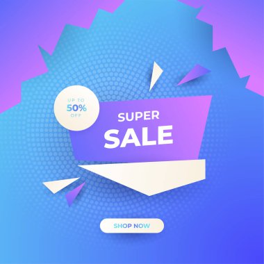 Vector Illustration Promotion Big Super Sale Banner. Discount Design For Newsletter, Poster, Social Media Template, Ads, Black Friday, Special Offer, Summer Sale, Spring Sale, Online Shopping, And Web