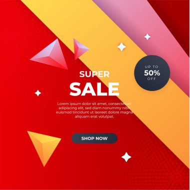 Vector Illustration Promotion Big Super Sale Banner. Discount Design For Newsletter, Poster, Social Media Template, Ads, Black Friday, Special Offer, Summer Sale, Spring Sale, Online Shopping, And Web