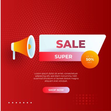 Vector Illustration Promotion Big Super Sale Banner. Discount Design For Newsletter, Poster, Social Media Template, Ads, Black Friday, Special Offer, Summer Sale, Spring Sale, Online Shopping, And Web