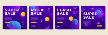 Sale and design background set with colorful abstract shapes. Special offer mega sale background template. Vector illustration promotion big super sale banner. Discount design for poster and web.
