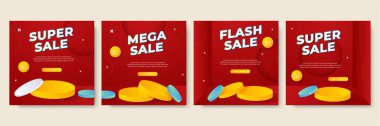Sale and design background set with colorful abstract shapes. Special offer mega sale background template. Vector illustration promotion big super sale banner. Discount design for poster and web.