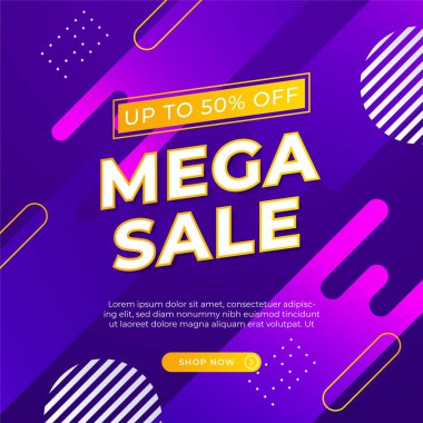 Sale and design background set with colorful abstract shapes. Special offer mega sale background template. Vector illustration promotion big super sale banner. Discount design for poster and web.