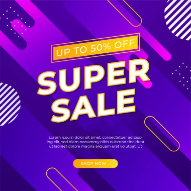 Sale and design background set with colorful abstract shapes. Special offer mega sale background template. Vector illustration promotion big super sale banner. Discount design for poster and web.