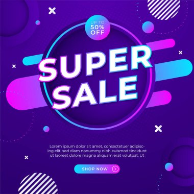 Sale and design background set with colorful abstract shapes. Special offer mega sale background template. Vector illustration promotion big super sale banner. Discount design for poster and web.