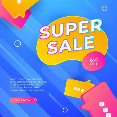 Sale and design background set with colorful abstract shapes. Special offer mega sale background template. Vector illustration promotion big super sale banner. Discount design for poster and web.