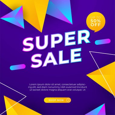 Sale and design background set with colorful abstract shapes. Special offer mega sale background template. Vector illustration promotion big super sale banner. Discount design for poster and web.
