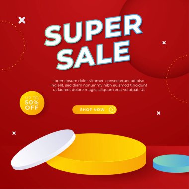 Sale and design background set with colorful abstract shapes. Special offer mega sale background template. Vector illustration promotion big super sale banner. Discount design for poster and web.