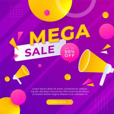 Sale and design background set with colorful abstract shapes. Special offer mega sale background template. Vector illustration promotion big super sale banner. Discount design for poster and web.