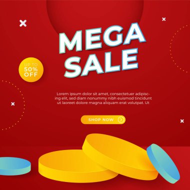 Sale and design background set with colorful abstract shapes. Special offer mega sale background template. Vector illustration promotion big super sale banner. Discount design for poster and web.