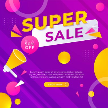 Sale and design background set with colorful abstract shapes. Special offer mega sale background template. Vector illustration promotion big super sale banner. Discount design for poster and web.