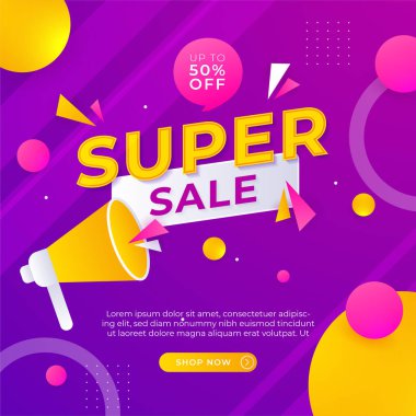 Sale and design background set with colorful abstract shapes. Special offer mega sale background template. Vector illustration promotion big super sale banner. Discount design for poster and web.