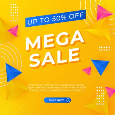 Sale and design background set with colorful abstract shapes. Special offer mega sale background template. Vector illustration promotion big super sale banner. Discount design for poster and web.