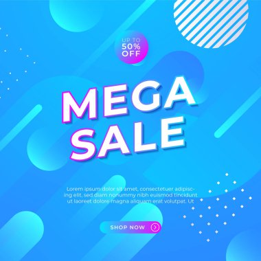 Sale and design background set with colorful abstract shapes. Special offer mega sale background template. Vector illustration promotion big super sale banner. Discount design for poster and web.