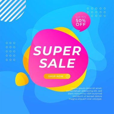 Sale and design background set with colorful abstract shapes. Special offer mega sale background template. Vector illustration promotion big super sale banner. Discount design for poster and web.