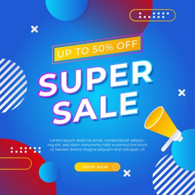 Vector Illustration Promotion Big Super Sale Banner. Discount Design For Newsletter, Poster, Social Media Template, Ads, Black Friday, Special Offer, Summer Sale, Spring Sale, Online Shopping, And Web