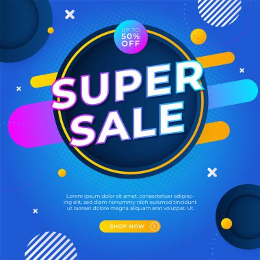 Vector Illustration Promotion Big Super Sale Banner. Discount Design For Newsletter, Poster, Social Media Template, Ads, Black Friday, Special Offer, Summer Sale, Spring Sale, Online Shopping, And Web