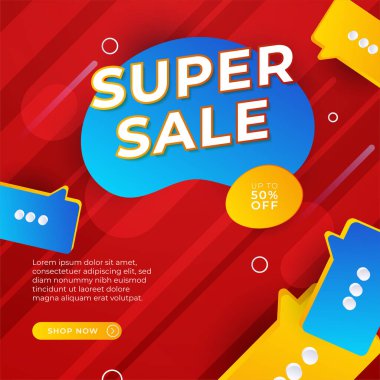 Vector Illustration Promotion Big Super Sale Banner. Discount Design For Newsletter, Poster, Social Media Template, Ads, Black Friday, Special Offer, Summer Sale, Spring Sale, Online Shopping, And Web